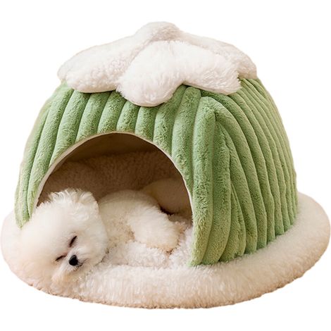 Cuccia per gatti, sonno profondo e caldo in inverno, tenda verde