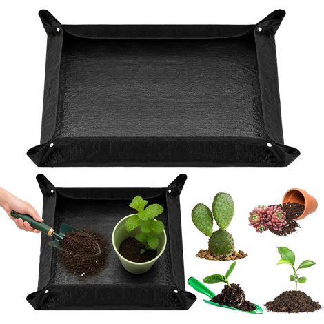 2 Pieces Plant Potting Mat, 100 x 100 cm/150 x 100 cm Waterproof Garden Mat, Foldable Transplant Mat, Gardening Planting Mat for Transplanting, Potting, Succulents (1/5)