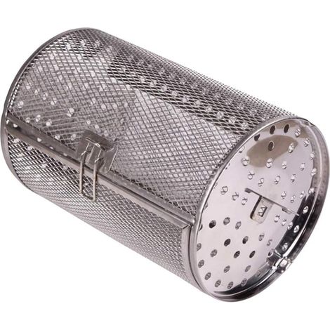 Fei Yu – Panier à rôtir en acier inoxydable pour friteuse à air – Rotation 360° – Cuisson uniforme des fruits secs – 18 x 12 x 12 cm – Gris argenté (1/5)