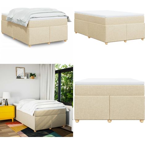 vidaXL Sommier à lattes de lit avec matelas crème 120x190 cm tissu (1/5)
