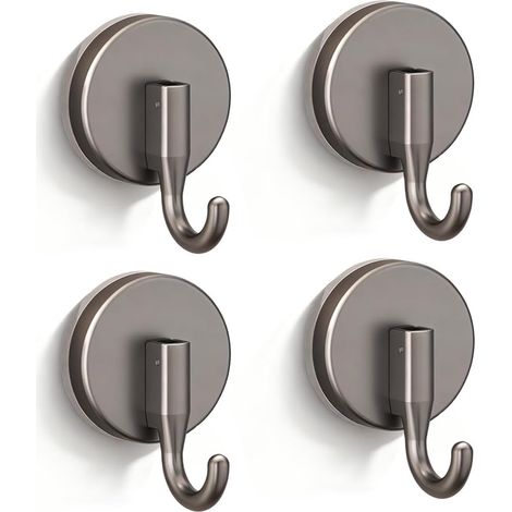 4 crochets à ventouses robustes pour serviettes, manteaux et clés, sans perçage. Porte-manteau réutilisable à ventouses, gris anthracite. (1/5)