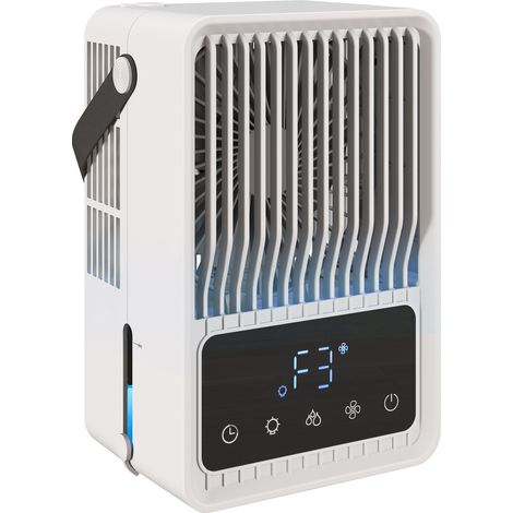 HOMCOM 4-in-1 Mini Air Cooler with 7 Colour RGB Light, Black and White (1/5)