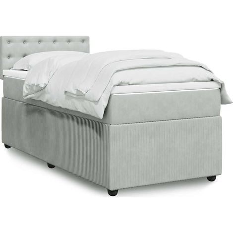 Boxspringbett mit Matratze Hellgrau 100x200 cm Samt