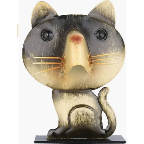 Statues et autres décorations, objets artisanaux en fer forgé, accessoires pour la maison, monture de lunettes en forme de chat, gadgets pratiques, cadeaux amusants, 9 x 4 x 13 cm, 1 pièce, jaune et n (1/4)
