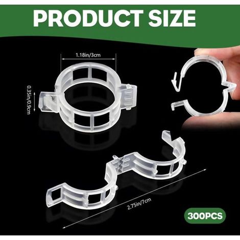 Attaches pour Tomates, 300 Pièces, Clips Transparents pour Plantes Grimpantes, Supports de Vigne en Plastique (1/5)