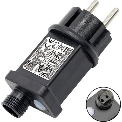 Clignoteur pour guirlande lumineuse 31V 6W – 9 modes d'éclairage avec minuterie – Étanche IP44 pour éclairage extérieur – Transformateur LED (1/5)