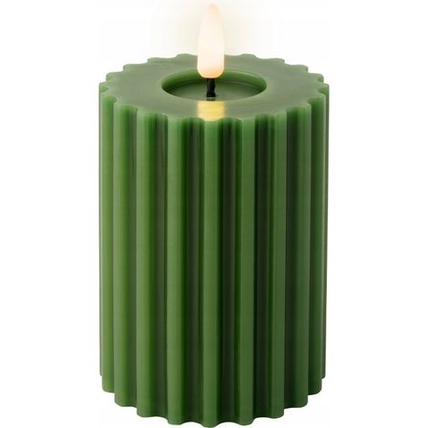 Vela decorativa de cera LED, verde, funciona con pilas, 12,3 cm, 1 unidad.