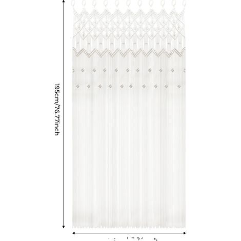 Cortina tejida, diseño bohemio, fácil montaje en pared, color blanco. (1/2)