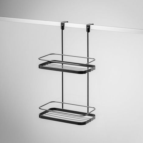 Scaffale per porta HANDLE a due ripiani in metallo nero (1/2)