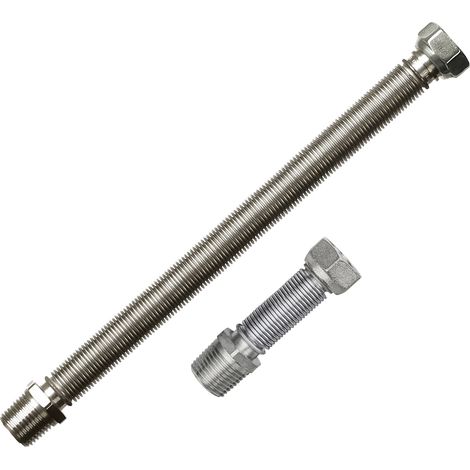 Stabilo-Sanitaer Edelstahl Wellrohr 1/2"-3/4" IG-AG 260-520mm ausziehbar