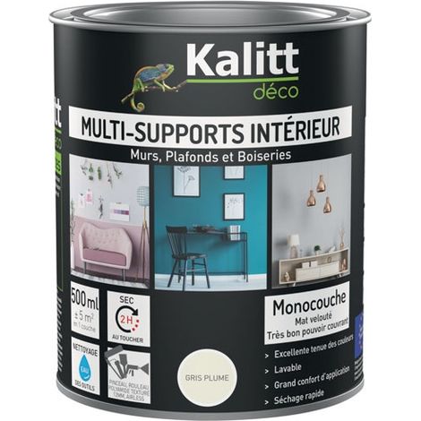Acrylfarbe für Mehrfachuntergründe Matt 0,5 l Grau Feder - Kalitt Deco