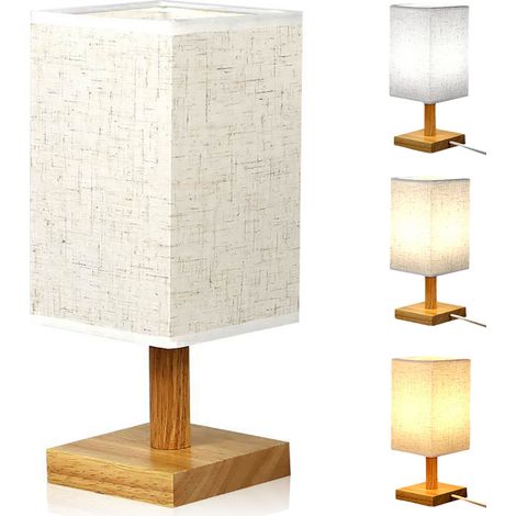 Lampe minimaliste avec abat-jour rectangulaire en tissu, Noonedibs, lampe pour salon, bureau ou chambre, beige