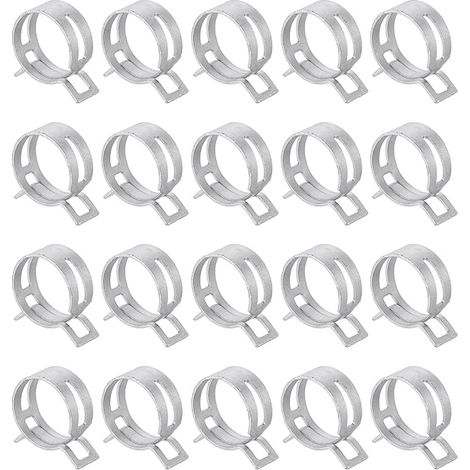 20pcs Colliers A Ressort Type Bande 25mm Clip A Ressort Argent (1/5)