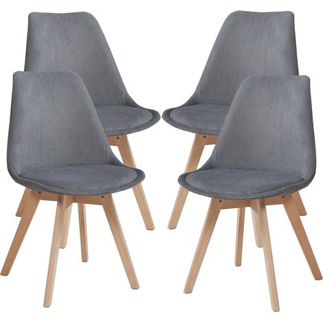 Set di 4 sedie da pranzo 82 x 49 x 54 cm design moderno robuste velluto a coste grigio 030009825