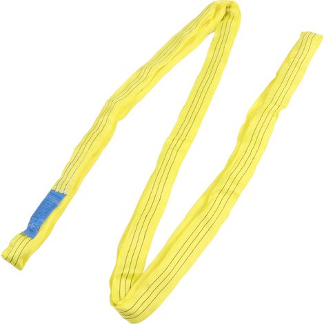 Corde de levage de grue 3T 3 mètres, robuste, à double boucle à œillet, en polyester flexible, pour ports de navires, jaune (1/5)