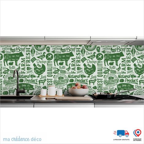 Crédence : Boucherie et graphisme - Couleur Vert émeraude - Alu composite - 60 - 120 (1/3)