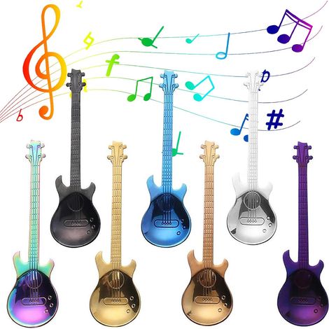 Set of 7 colored stainless steel teaspoons - Dishwasher safe - Polished finish - For iced coffee, milk for home, restaurants, hotels (12 cm, multicolor) (1/5)