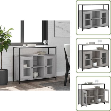 Sideboard Grau Sonoma 100x35x80 cm Holzwerkstoff - Schreibtisch - Wohnzimmermöbel - Sideboard Grau - Holz Sideboard - Regal (1/5)