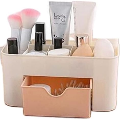 Große Kosmetikbox, ideal für Bad und Schlafzimmer. Kosmetikbox mit Schubladen, Schreibtischbehälter für Schmuck, Lippenstifte und Hautpflegeprodukte (rosa). (1/5)