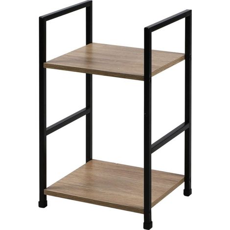Table d'appoint industrielle à 2 étagères "Colorado" - Noir/Marron - L 29 x l 23,5 x H 48 cm - Livraison gratuite (1/4)