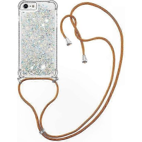 Coque de téléphone en TPU liquide à paillettes Quicksand pour SE 2022/2020/6/7/8, résistante aux chutes, couleur argent. (1/5)