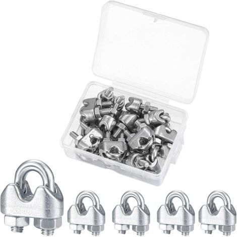 KabelclipsM3 Drahtseilclips, U-Bolzen-Kabelclip aus Edelstahl, zum Verbinden von Visier-Wäscheleinen - 16 Stück