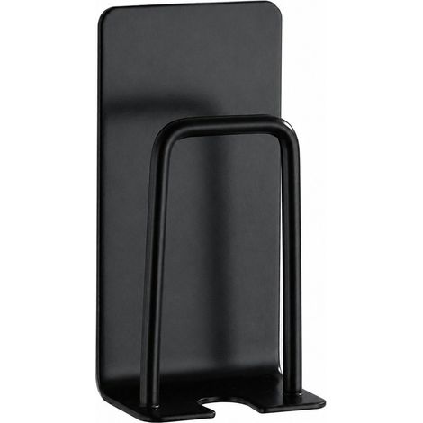 Porte-brosse à dents en acier inoxydable, sans perçage, mural, noir, pour salle de bain (1/5)