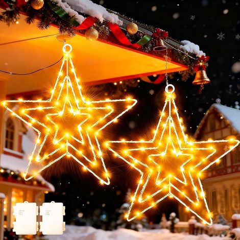 Grande en Métal Fenêtre Noël Lumière 75 LED Étoile Lumineuse (1/5)