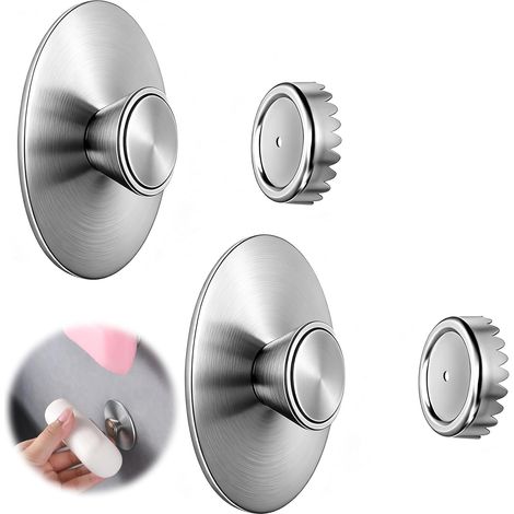 2Pcs Porte Savon Aimanté, Magnétique sans Perçage, Porte Savon Ventouse Porte Savon Magnetique Acier Inoxydable, Filet Savon Solide Convient pour La Cuisine et La Salle de Bain (1/5)