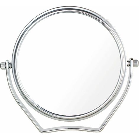 Miroir Maquillage Grossissement x10, 6 inch Compact Miroir Cosmétique sur Pied, chrome, Ø 15,3 cm, 100% et 1000% orientable sur 360°, Haute Qualité miroir de Table, (1/5)