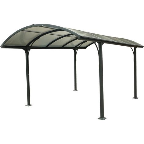Habrita – Carport en aluminium 1 voiture – Surface 14,62 m² – Toit en polycarbonate translucide – Structure résistante aux intempéries
