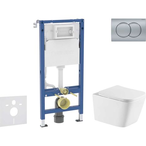 Geberit Duofix - Set Vorwandelement, Arkas I-WC mit Softclose-Sitz und Delta01-Betätigungsplatte, Chrom matt SANI11CA2117