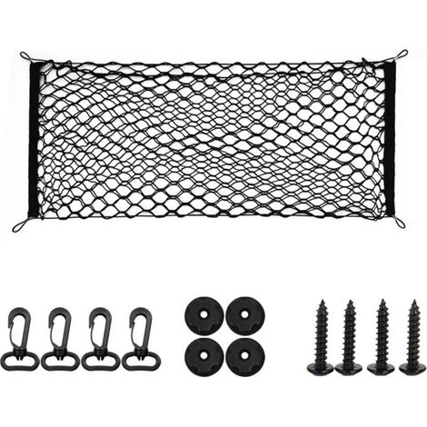 Filet de rangement pour coffre de voiture, 90 x 30 cm, double couche, s'adapte à la plupart des coffres de voiture (1/5)