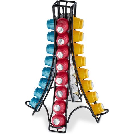 Relaxdays Porta Cialde Nespresso, Contenitore per 32 Capsule Macchinetta, Metallo, HLP 30 x 21,5 x 21,5 cm, Nero (1/5)