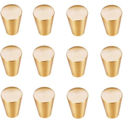 QORVA-12 Boutons de Tiroir Doré, Moderne Poignée Meubles Ronde, Or Boutons d Armoire Métal, Petits Boutons de Porte pour Placards, Armoires, Commodes, Penderies, Décoration, 20x23mm