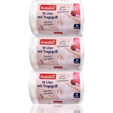 Poubelle Sacs poubelle avec poignée – 10 L – 225 pièces (3 x 75) – indéchirables & étanches (1/5)