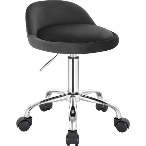 Woltu – Tabouret de bureau réglable en hauteur 53-65.5cm – Dossier bas ergonomique – Velours gris foncé – Roulettes silencieuses 360°