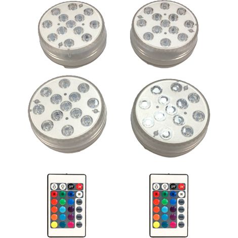Projecteurs LED RGB étanches pour piscine (lot de 4) avec télécommande