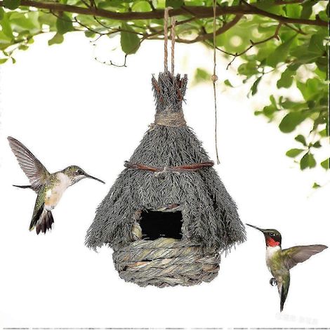 Nid d'oiseau en paille, nichoir artisanal créatif, décoration de jardin, nichoir écologique 15 x 22 cm (1/2)