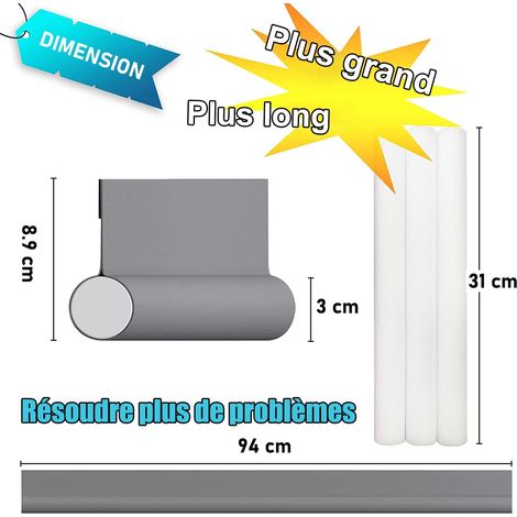 Joint de Porte Coupe-Vent Auto-Adhésif, 94 cm Sous Porte Coupe-Vent Isolable Balai Protection Contre les Intempéries, Noir, en Argent, protection facile à entretenir et résistante, pensée pour durer (1/5)
