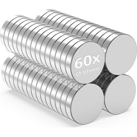 60x Neodym Magnete rund 10x2mm - NiCuNi-Beschichtung - Extrem Stark (1/4)