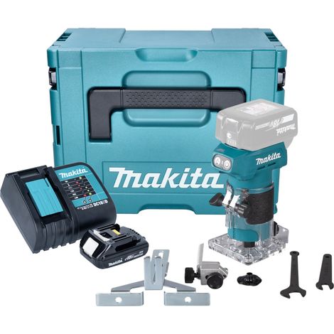 Makita DRT 52 SY1J Akku Kantenfräse 18 V 6 mm Brushless + 1x Akku 1,5 Ah + Ladegerät + Makpac