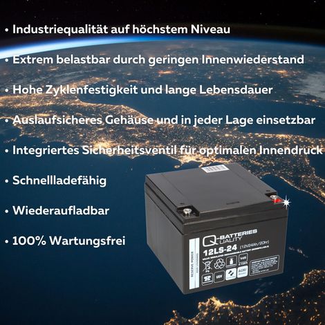 Q-Batteries 12LS-24 12 V 24 Ah AGM Bleiakku VdS G105114 (1/5)