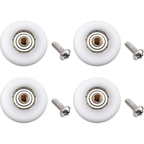 Lot de 4 roulettes de porte de douche – Pièce de rechange pour porte de douche coulissante en verre de salle de bain (diamètre du rouleau 23 mm) (1/5)