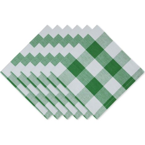 Lot de 6 Serviettes de Table en Coton Vert/Blanc 50,8 x 50,8 cm (1/5)