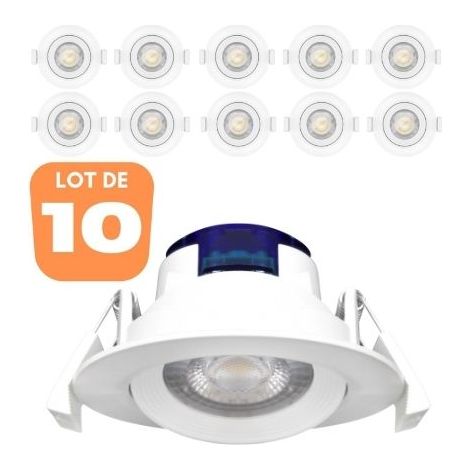 Lot de 10 Spots LED encastrables rond blanc 5W IP20 3000K (1/5)