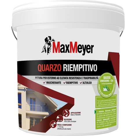 MaxMeyer Quarzo Riempitivo,, Pittura per Esterni Antialga, Bianco, 14L (1/4)