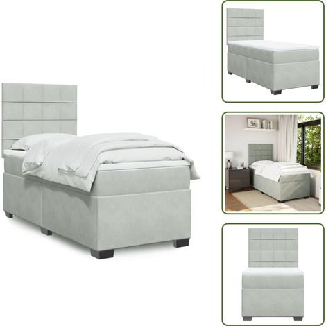 Boxspringbett mit Matratze Hellgrau 90x200 cm Samt - Boxspringbett - Boxspringbetten - Bett - Betten (1/5)