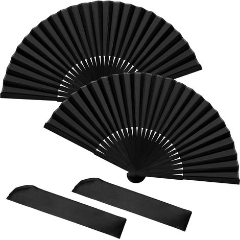 2 Stück Handfächer, Schwarz Chinesische Fächer, Taschenfächer für Tanz, Party, Hochzeit, DIY Dekoration, Haus Dekorationen (1/5)