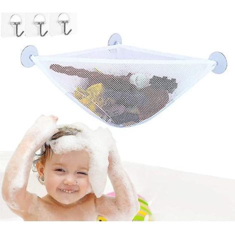 Rangement pour jouets de bain - Support pour jouets de bain avec 3 ventouses puissantes - Filet à jouets de bain